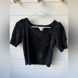 Happily Grey eyelash short-sleeve sweater size XS black